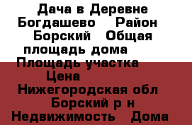 Дача в Деревне Богдашево. › Район ­ Борский › Общая площадь дома ­ 29 › Площадь участка ­ 4 › Цена ­ 400 000 - Нижегородская обл., Борский р-н Недвижимость » Дома, коттеджи, дачи продажа   